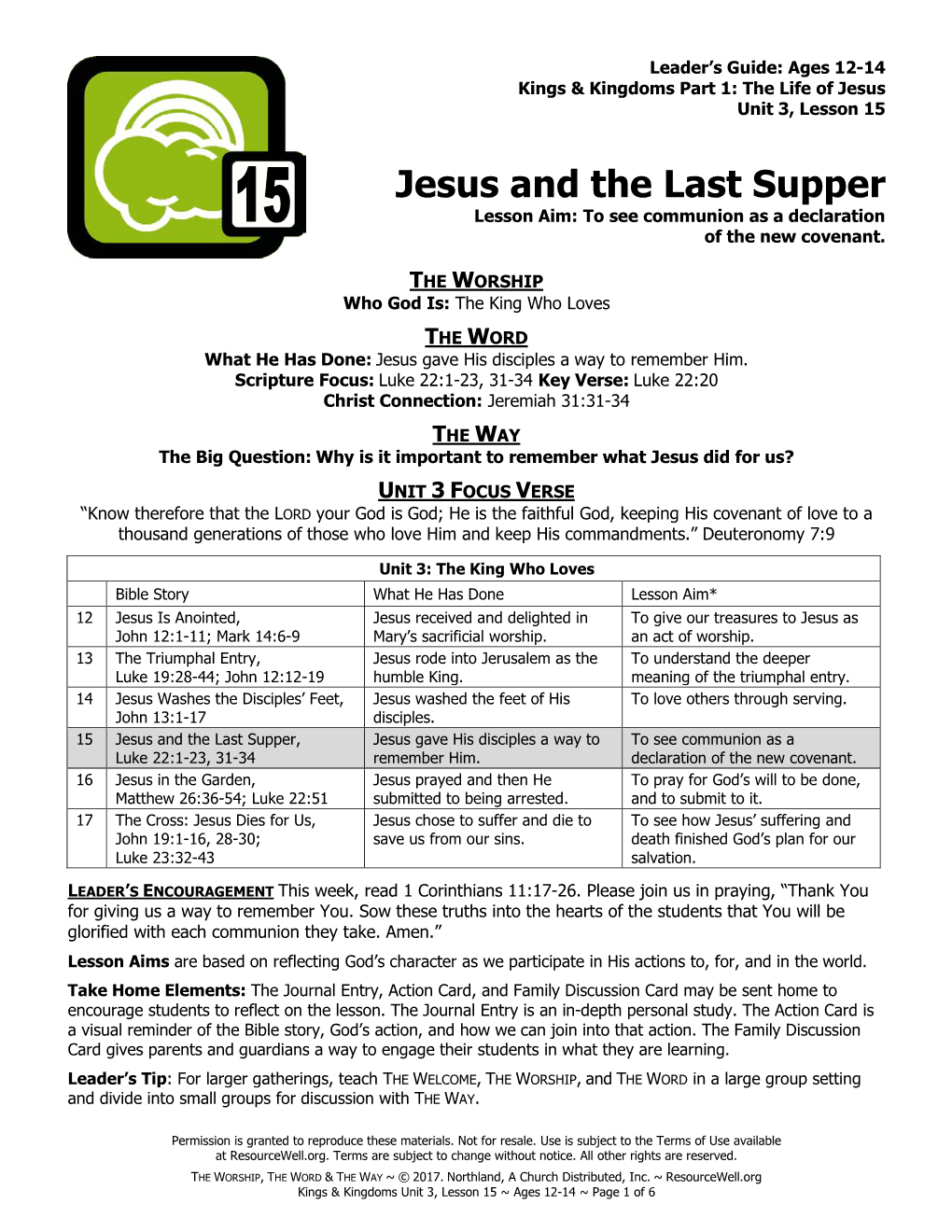 Jesus and the Last Supper Lesson Aim: to See Communion As a Declaration of the New Covenant