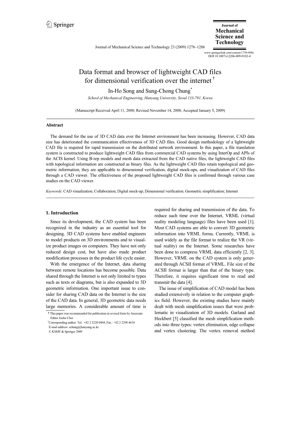 Data Format and Browser of Lightweight CAD Files for Dimensional