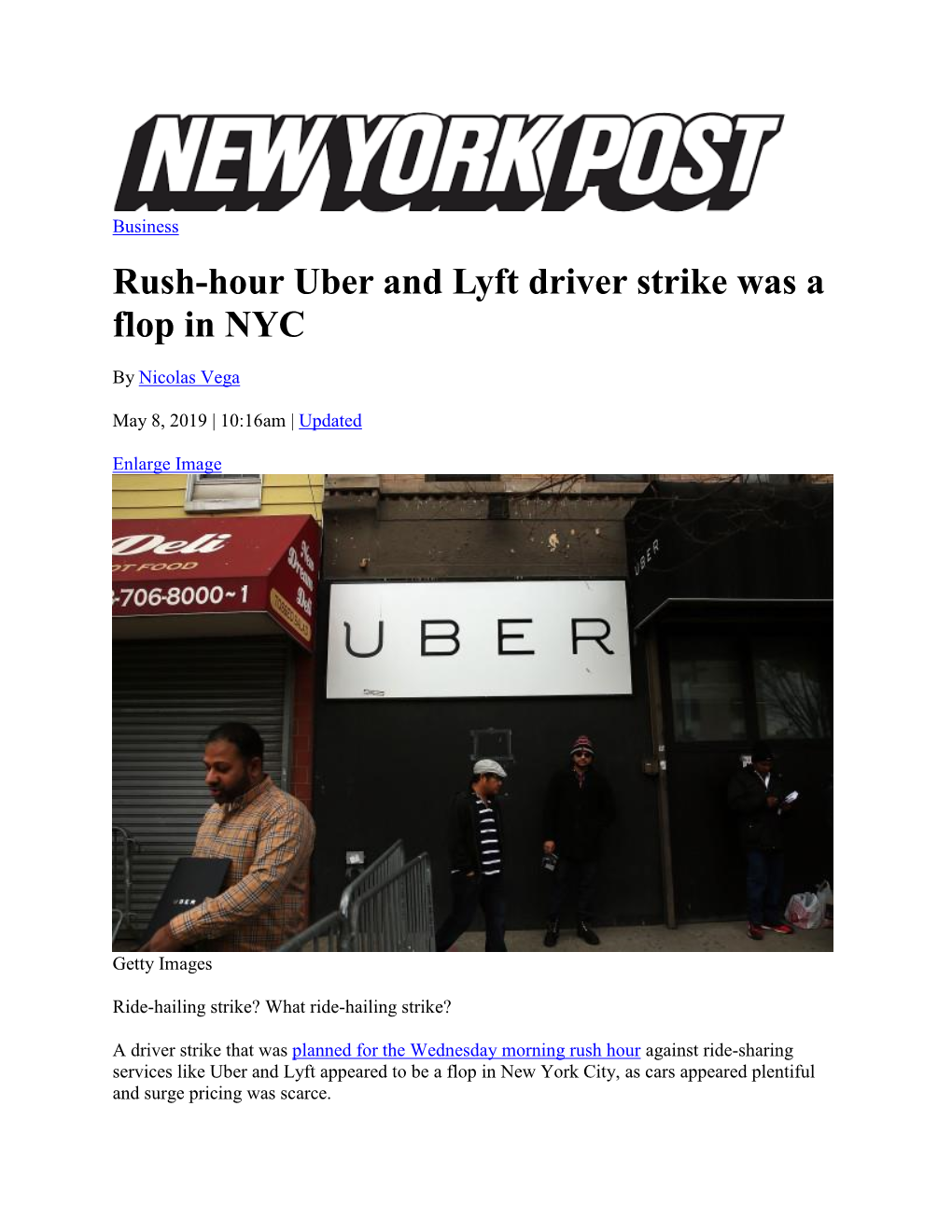 Rush-Hour Uber and Lyft Driver Strike Was a Flop in NYC