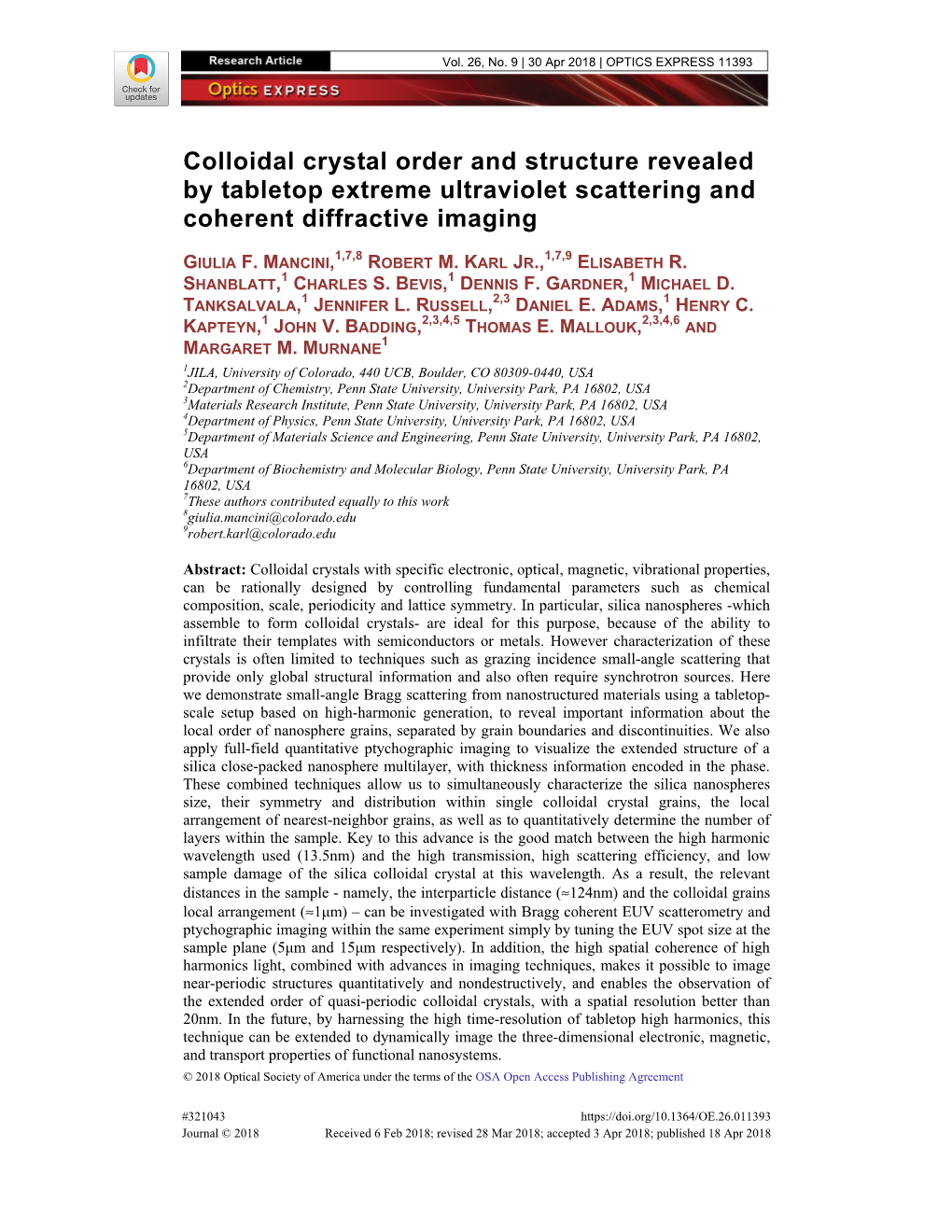 Colloidal Crystal Order and Structure Revealed by Tabletop Extreme Ultraviolet Scattering and Coherent Diffractive Imaging