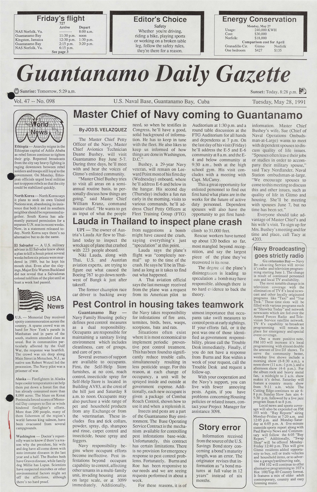 Guantanamo Daily Gazette N Sunrise: Tomorrow, 5:29 A.M