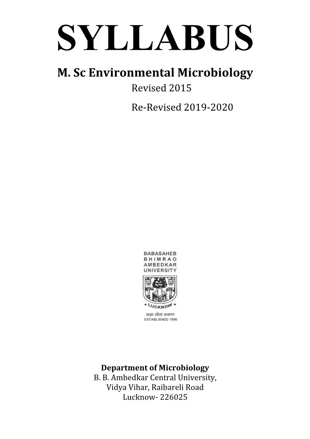 M. Sc Environmental Microbiology Revised 2015 Re-Revised 2019-2020