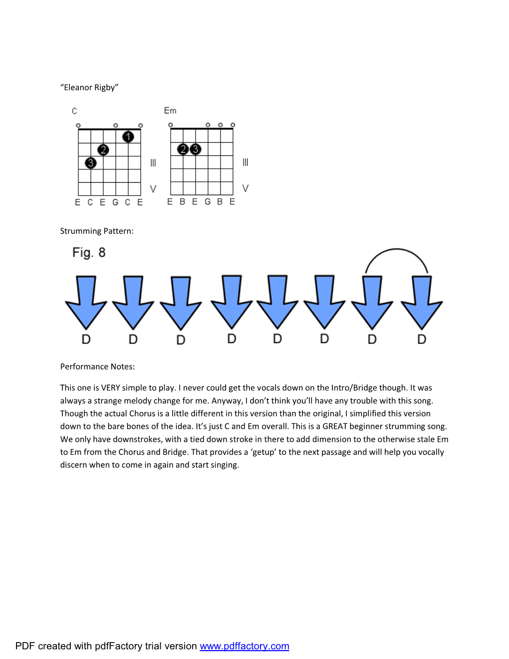 “Eleanor Rigby” Strumming Pattern: Performance Notes