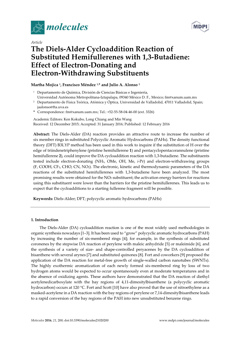 The Diels-Alder Cycloaddition Reaction of Substituted Hemifullerenes with 1,3-Butadiene: Effect of Electron-Donating and Electron-Withdrawing Substituents