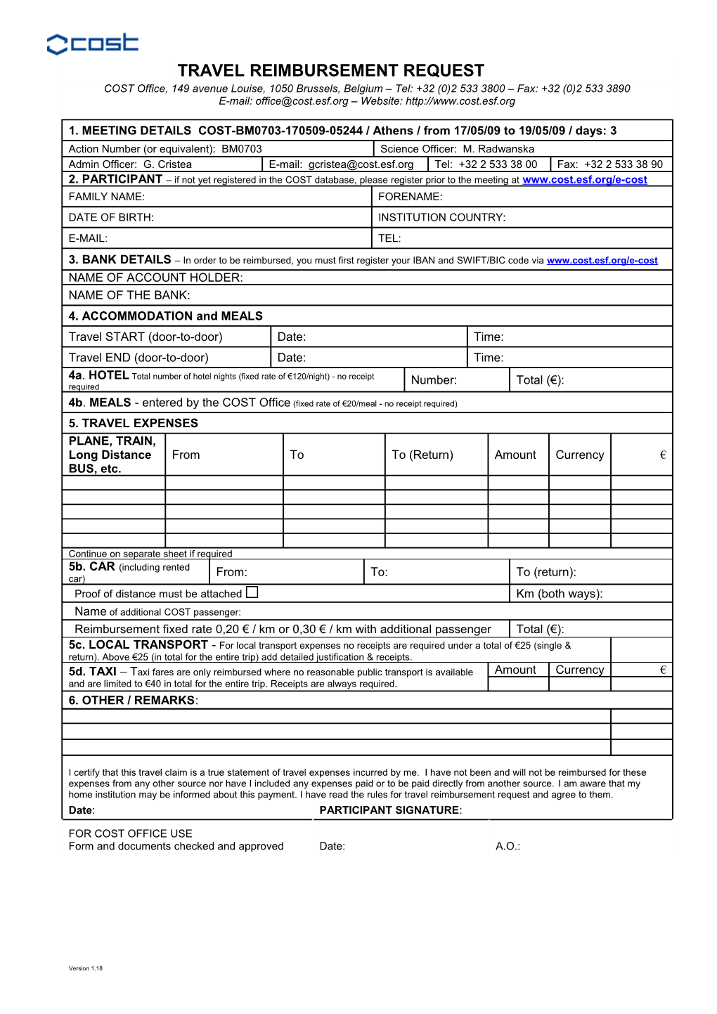 Travel Reimbursement Request s1