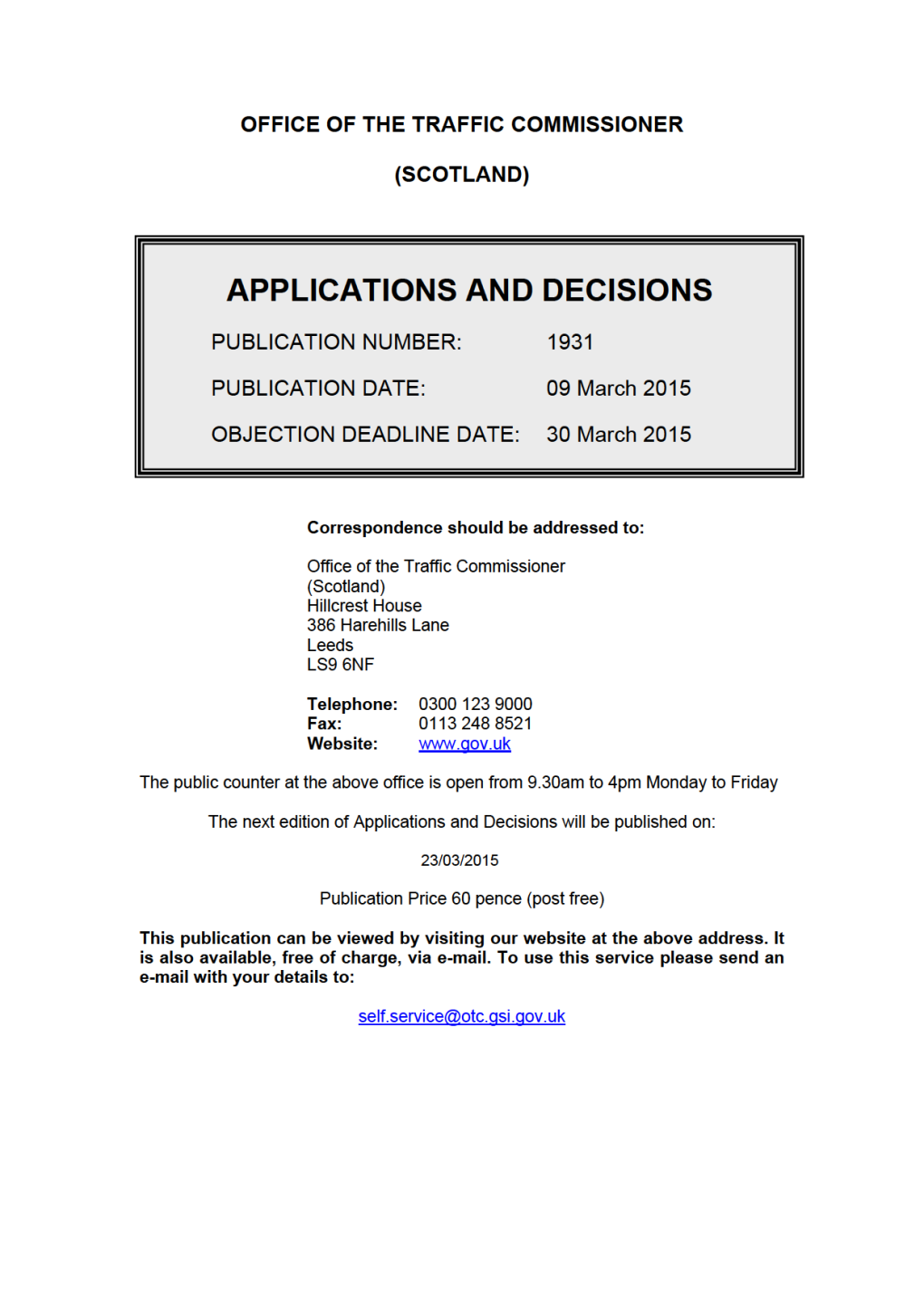 Applications and Decisions