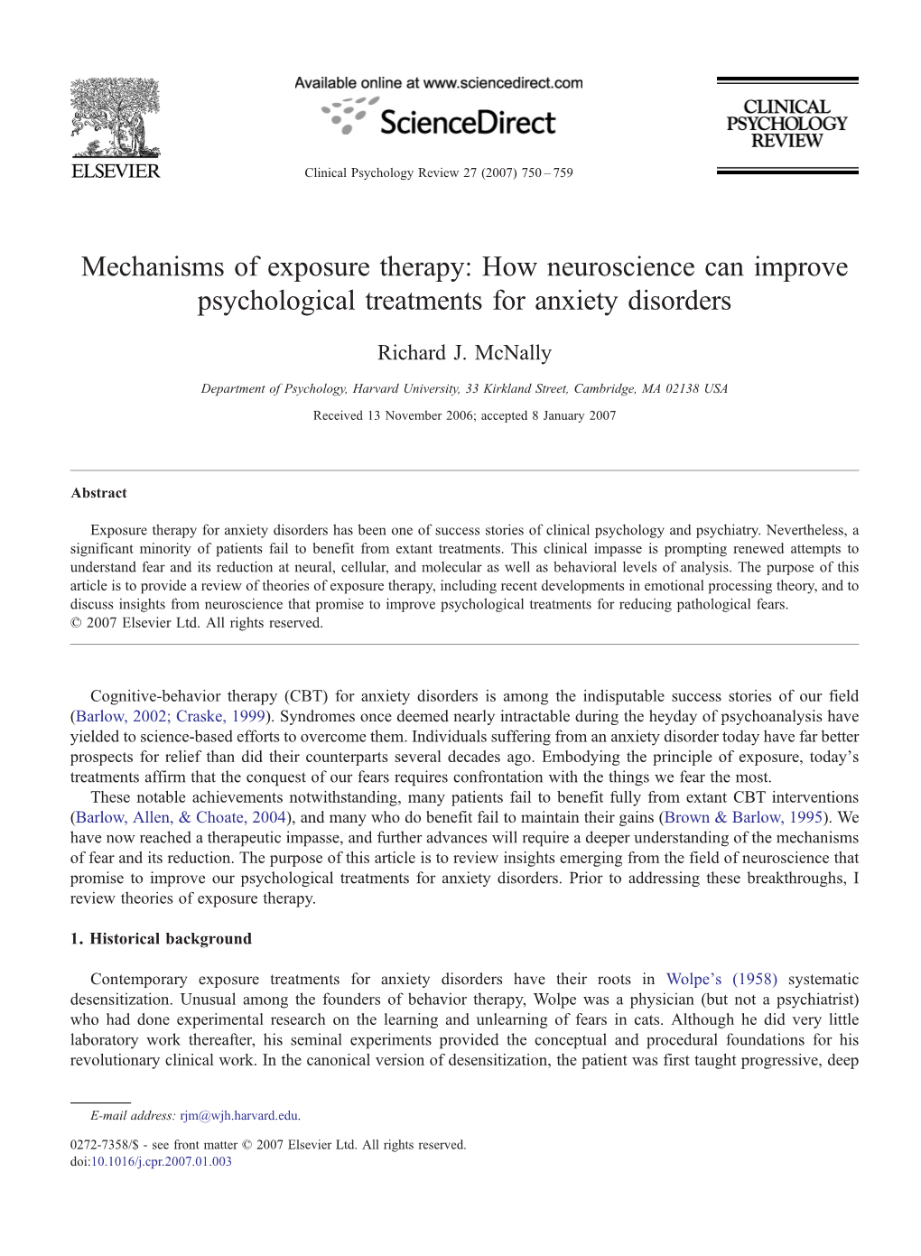 Mechanisms of Exposure Therapy: How Neuroscience Can Improve Psychological Treatments for Anxiety Disorders