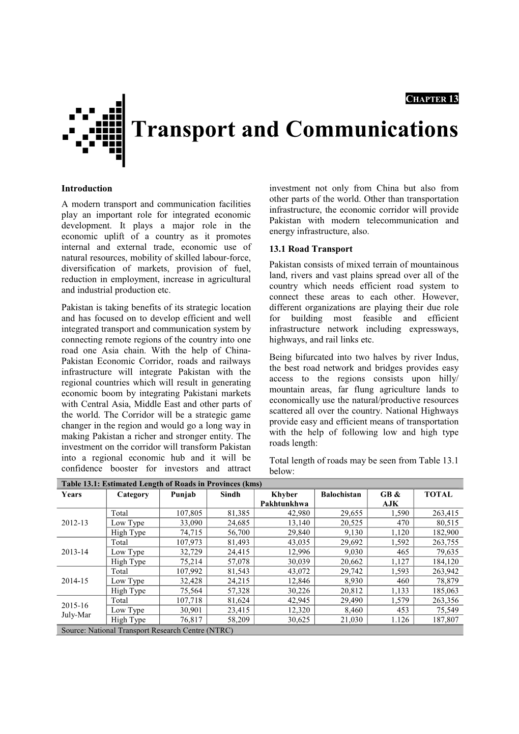 Transport and Communications