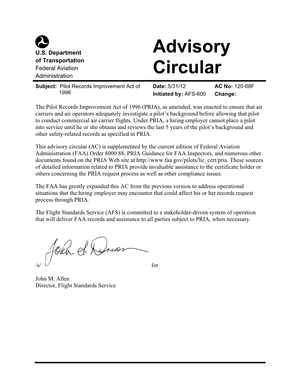 Advisory Circular (AC) 120-68F