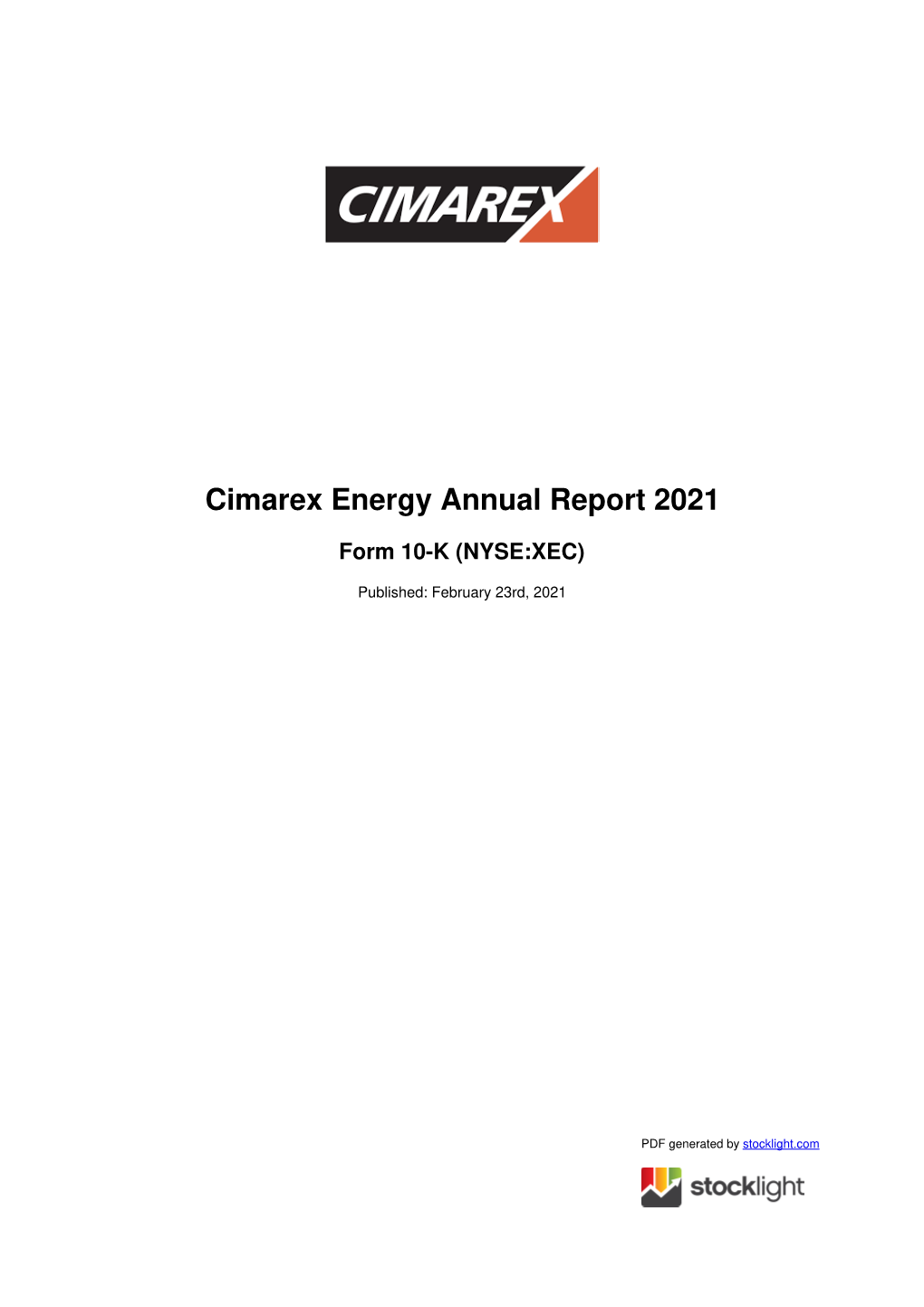 Cimarex Energy Annual Report 2021