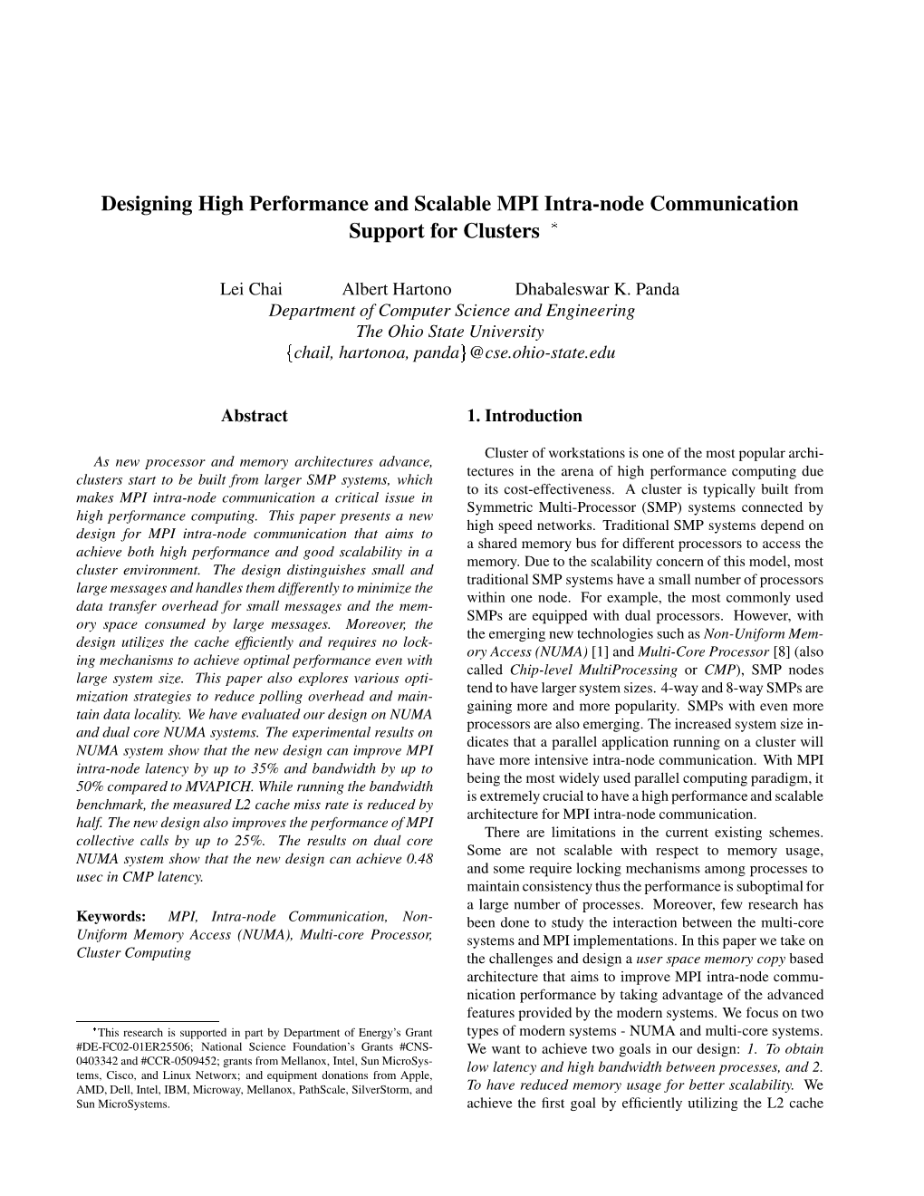 Designing High Performance and Scalable MPI Intra-Node Communication