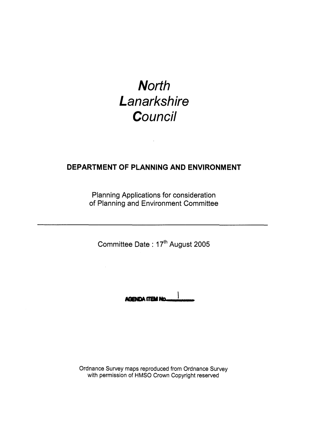 North Lanarkshire Council DEPARTMENT of PLANNING