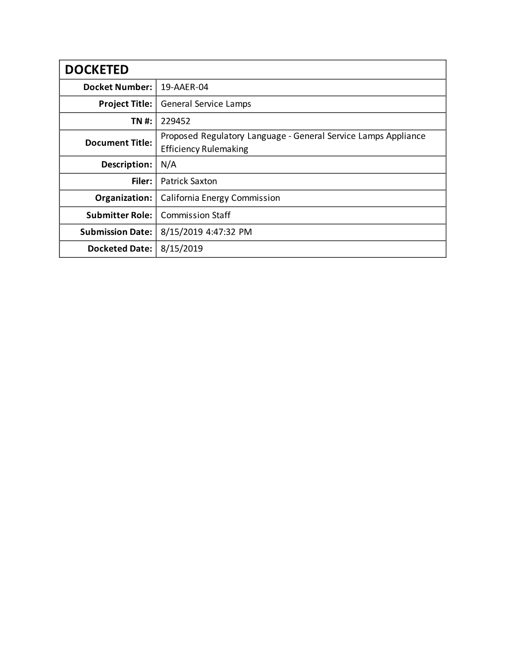 Proposed Regulatory Language