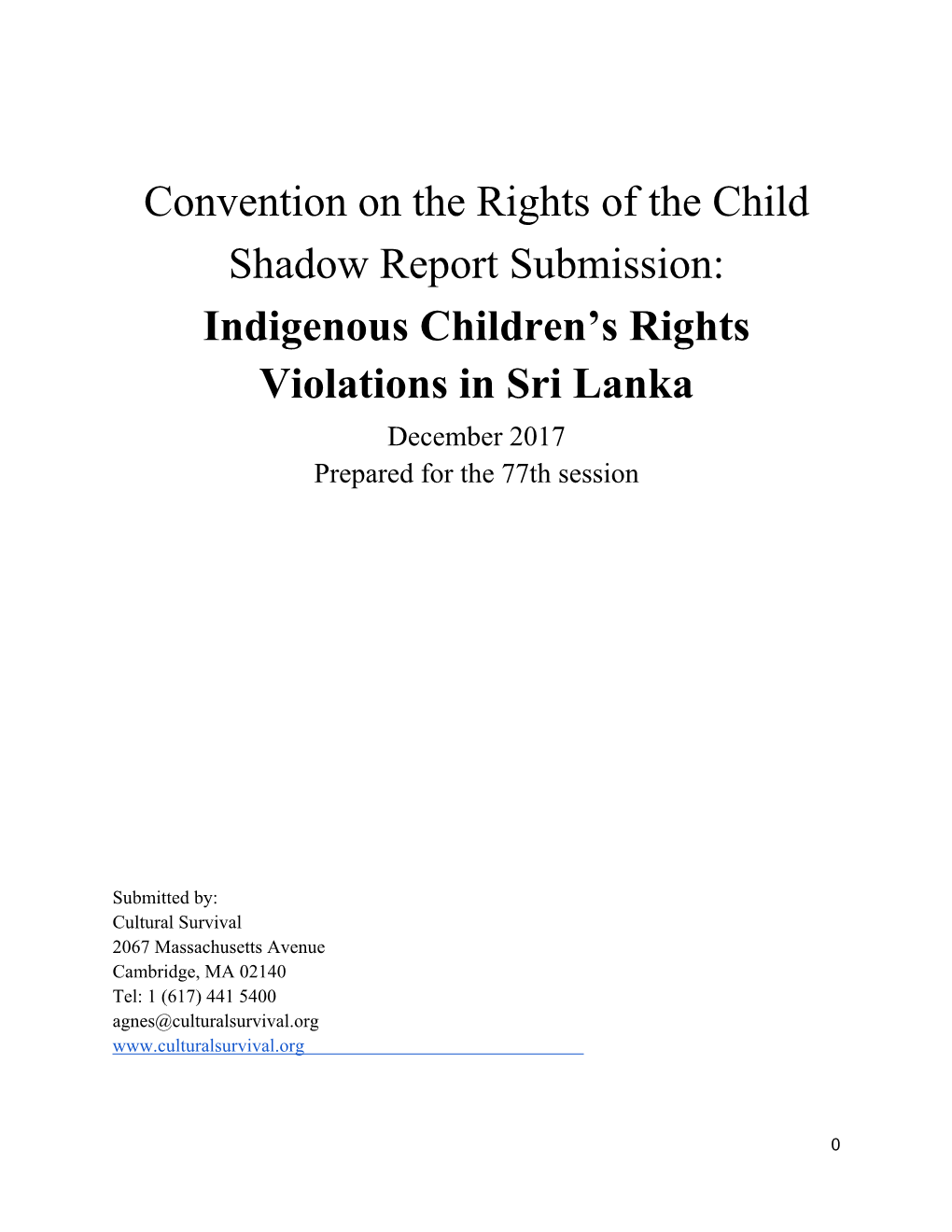 Indigenous Children's Rights Violations in Sri Lanka