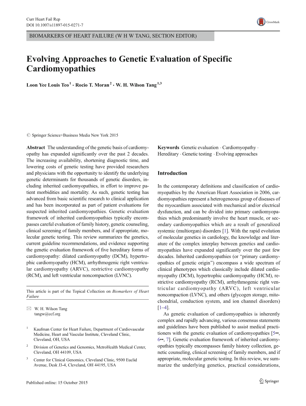 Evolving Approaches to Genetic Evaluation of Specific Cardiomyopathies