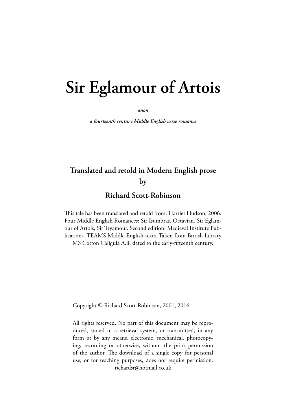 Sir Eglamour of Artois