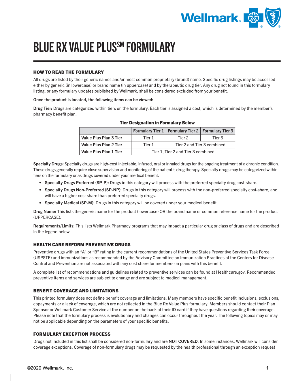 Blue Rx Value Plus Formulary