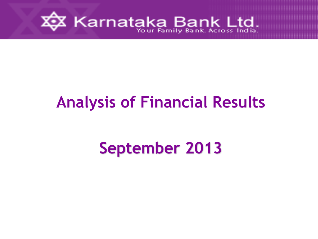 Analysis of Financial Results September 2013