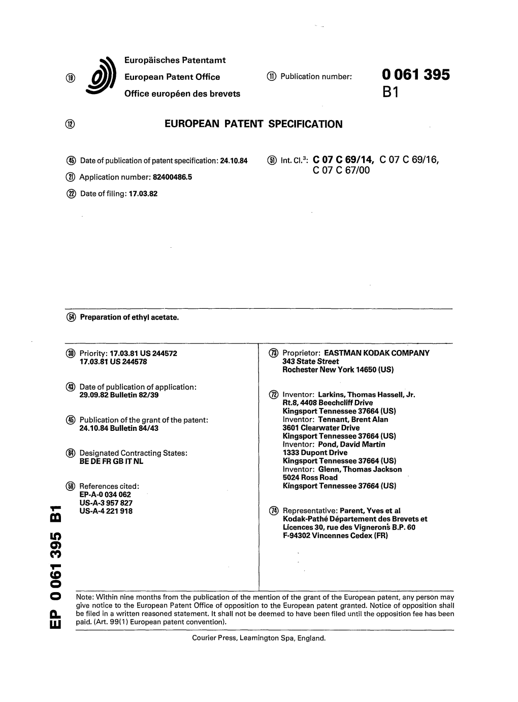 Preparation of Ethyl Acetate