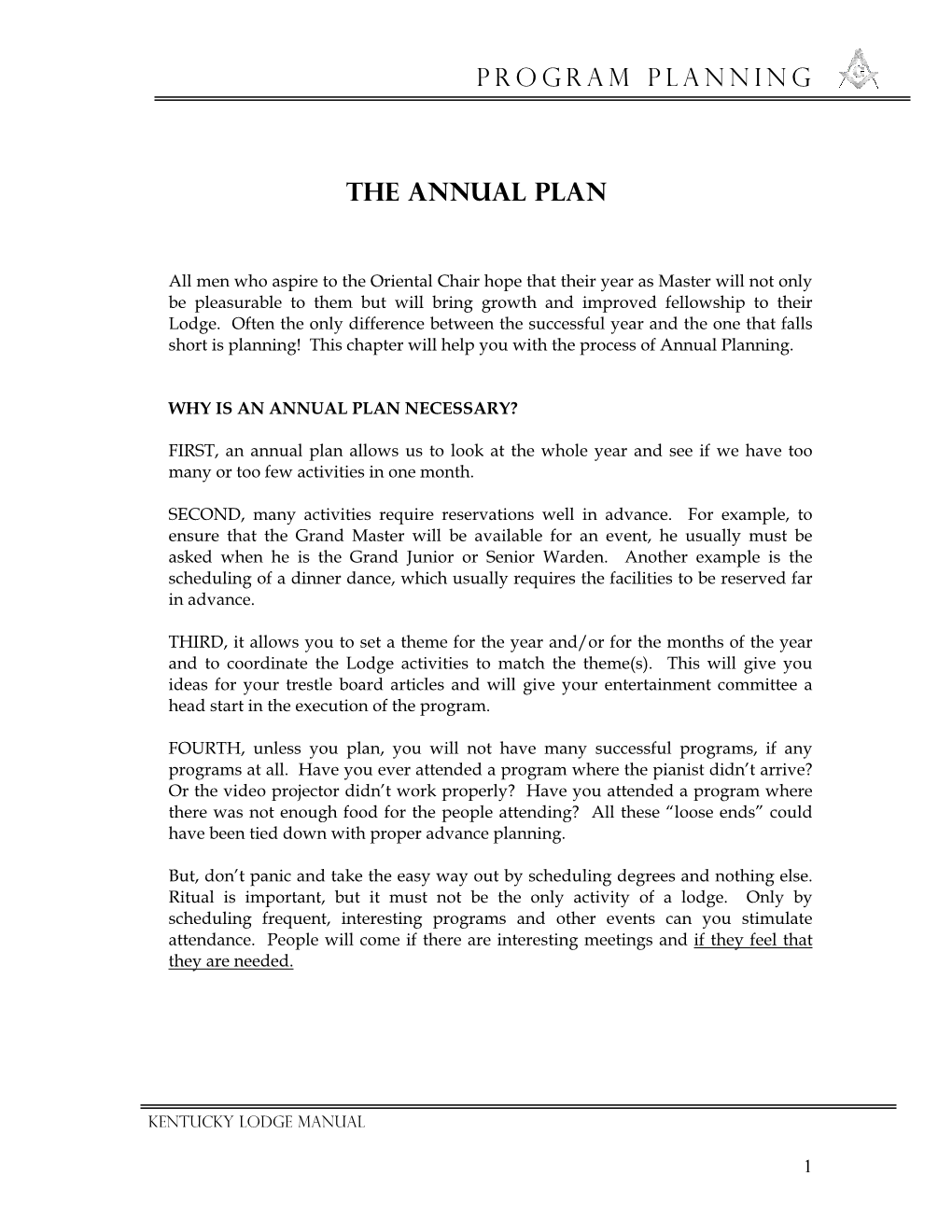 The Annual Plan