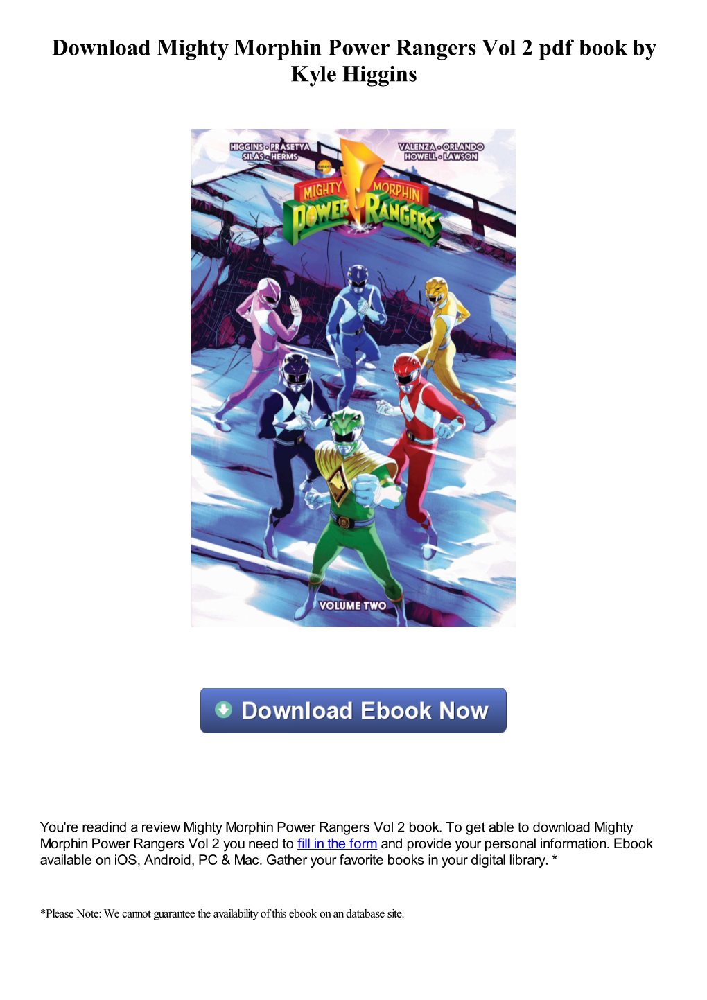 Download Mighty Morphin Power Rangers Vol 2 Pdf Book by Kyle Higgins