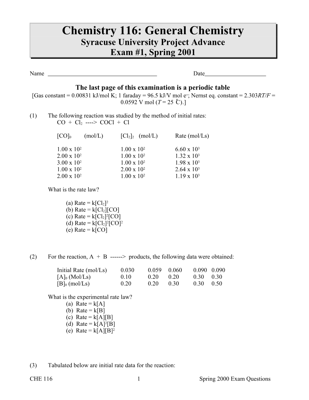 The Last Page of This Examination Is a Periodic Table