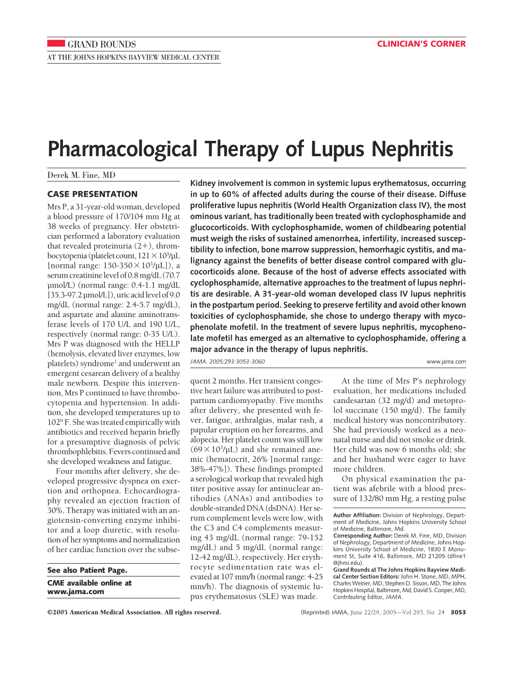 Pharmacological Therapy of Lupus Nephritis