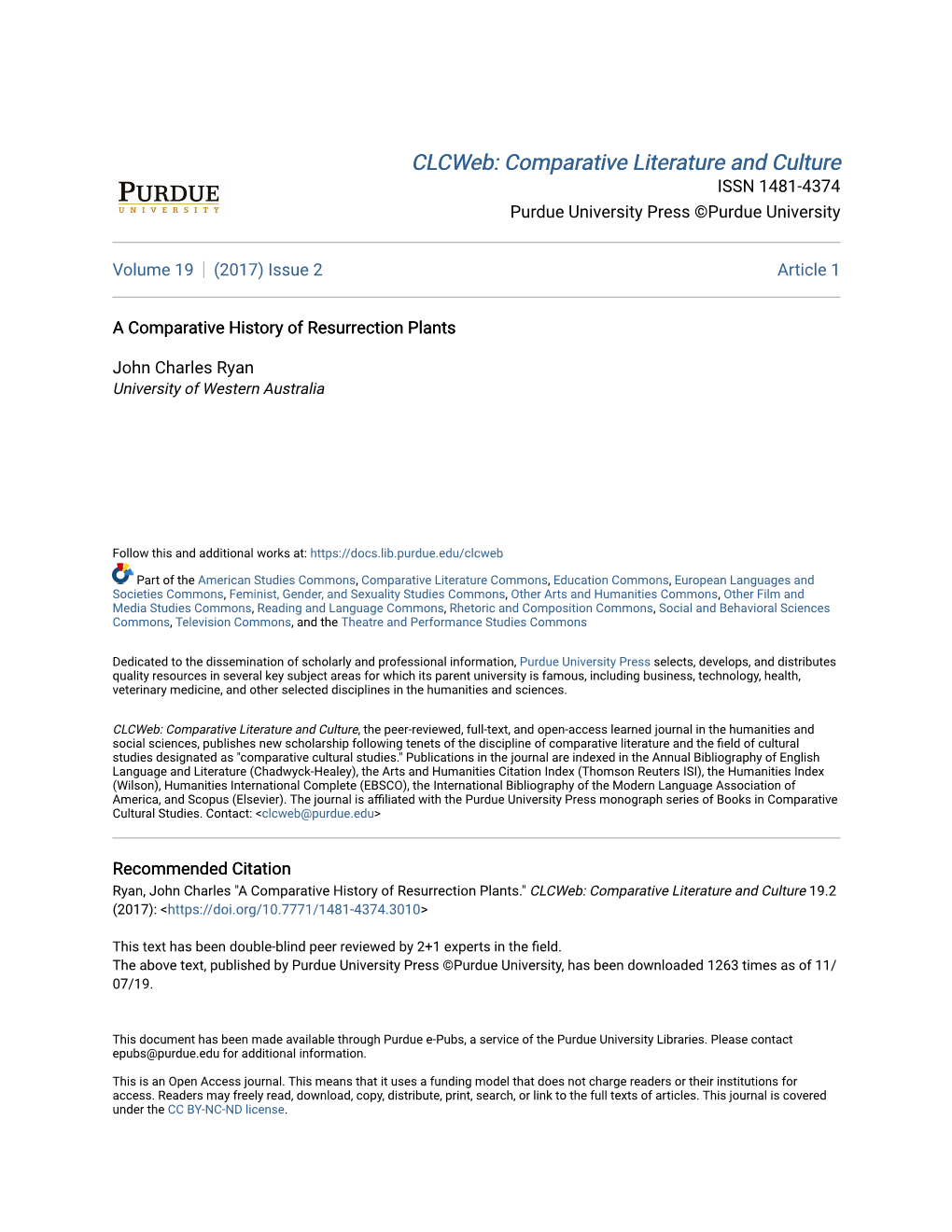 A Comparative History of Resurrection Plants