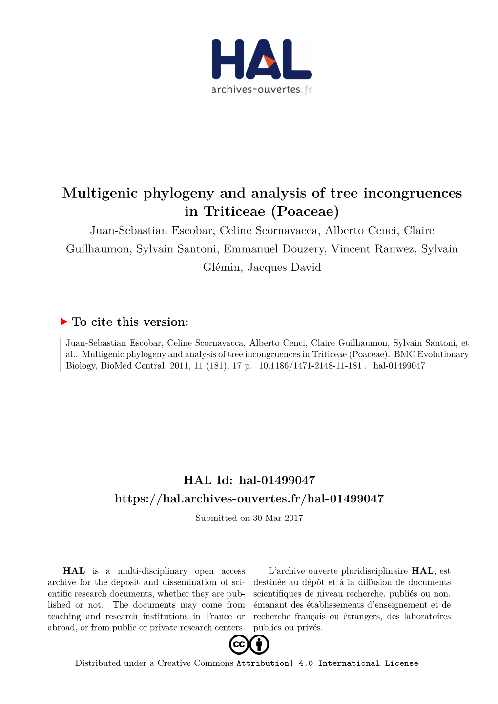 Multigenic Phylogeny and Analysis of Tree