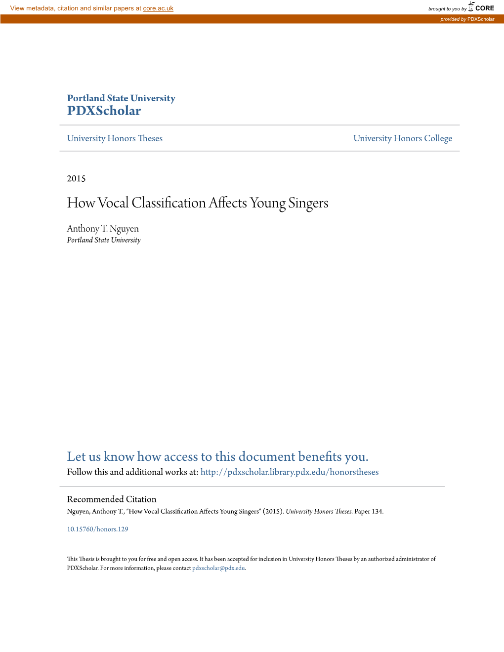 How Vocal Classification Affects Young Singers