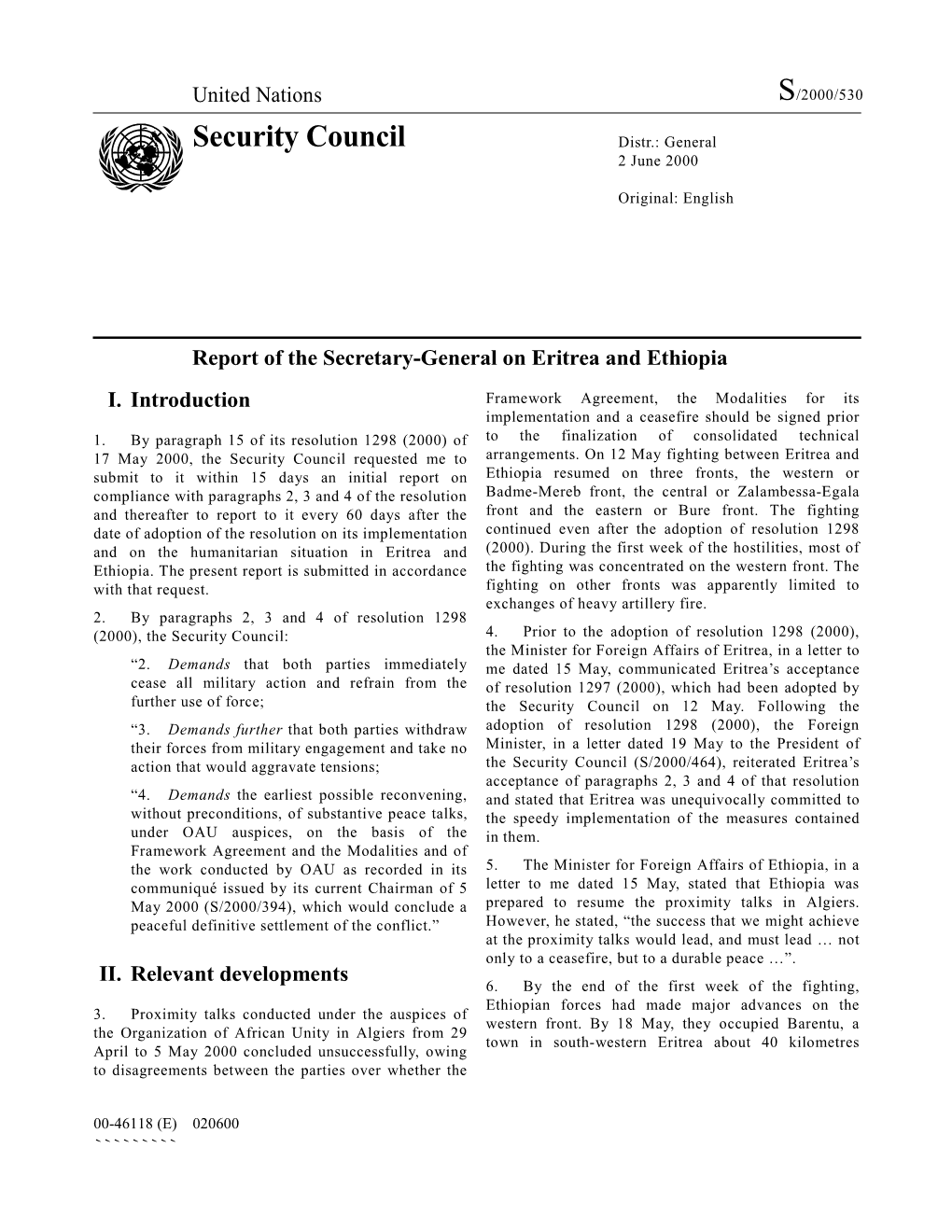 Security Council Distr.: General 2 June 2000