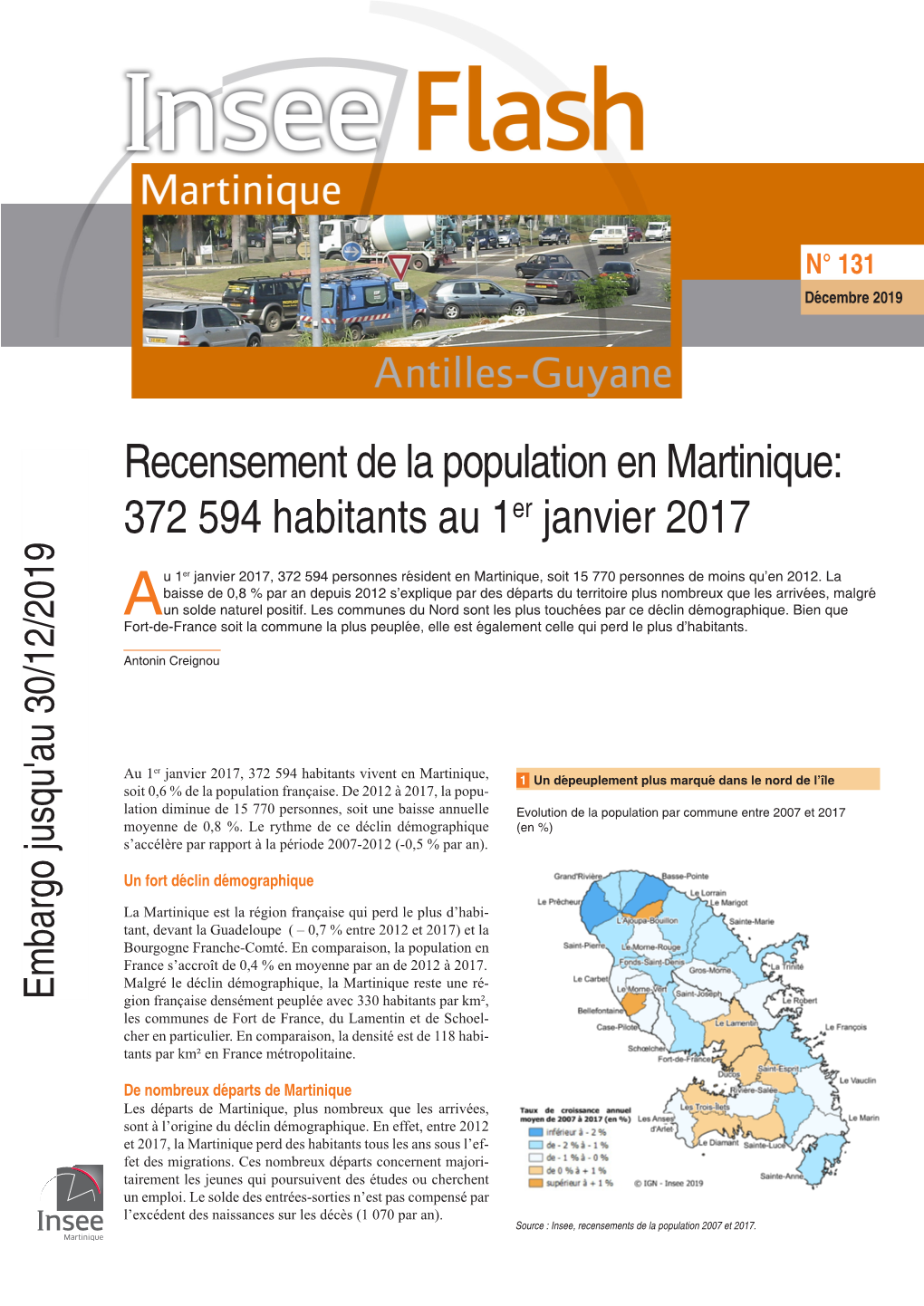 Recensement De La Population En Martinique: 372 594 Habitants Au 1Er Janvier 2017