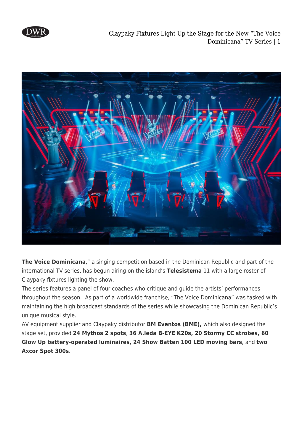 Claypaky Fixtures Light up the Stage for the New “The Voice Dominicana” TV Series | 1