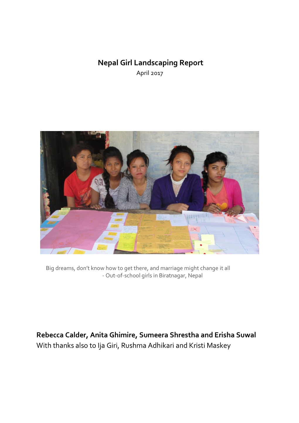 Nepal Girl Landscaping Report April 2017
