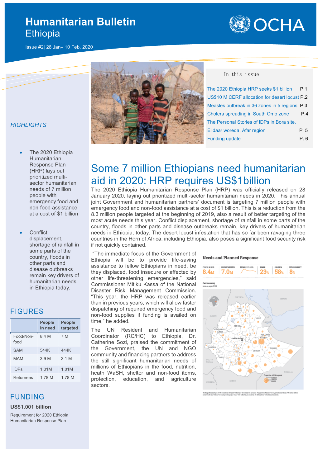 HRP Requires US$1Billion Humanitarian Bulletin