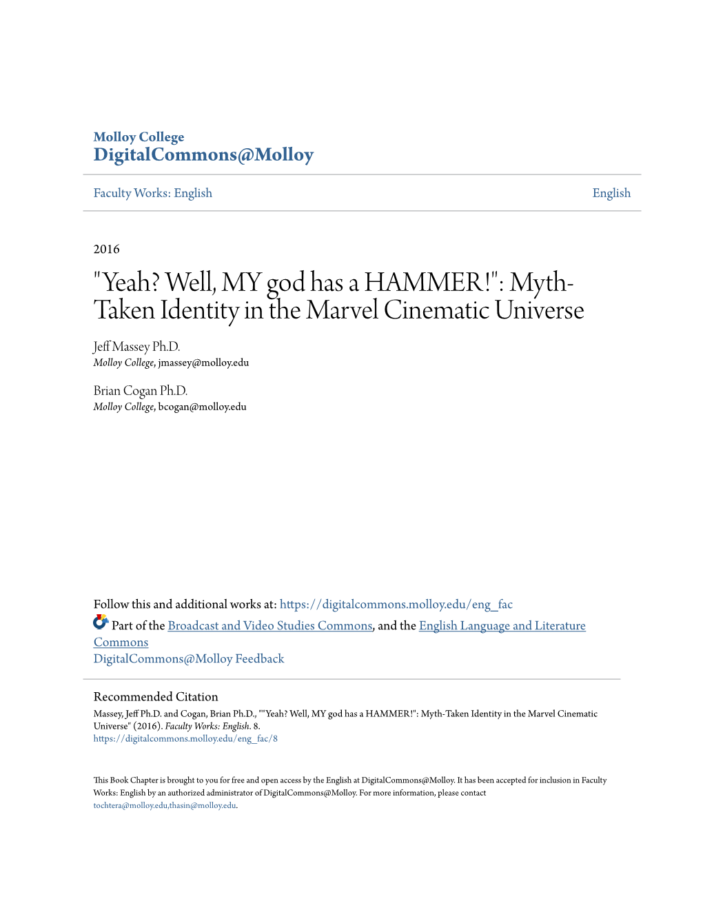 Myth-Taken Identity in the Marvel Cinematic Universe