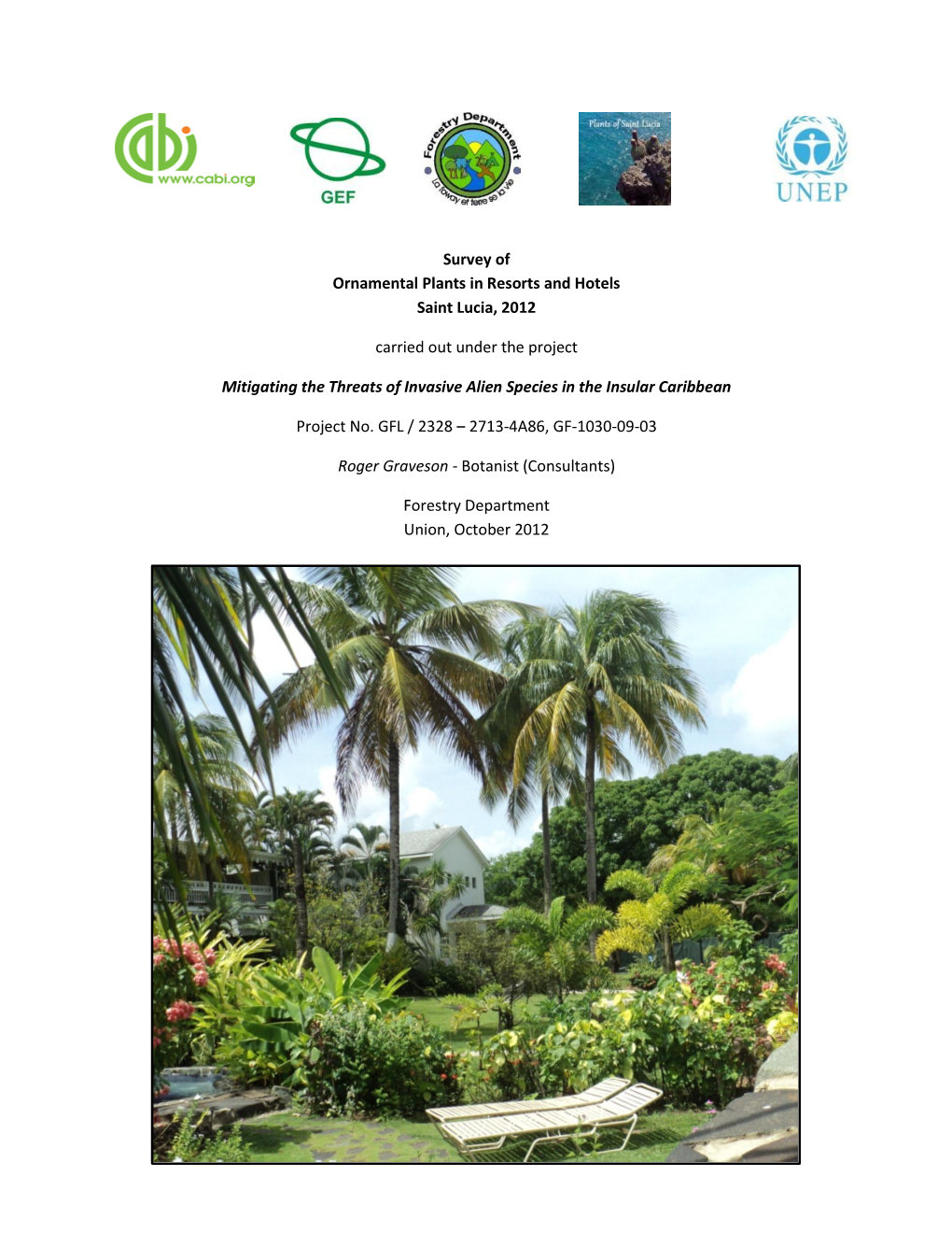 Survey of Ornamental Plants in Resorts and Hotels Saint Lucia, 2012