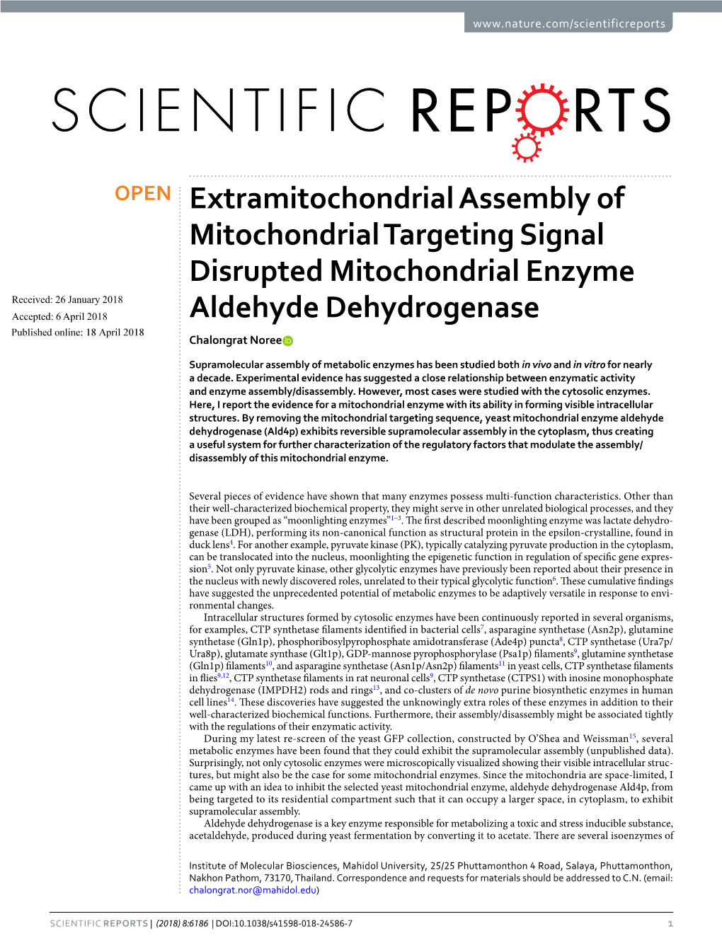 Extramitochondrial Assembly of Mitochondrial Targeting Signal