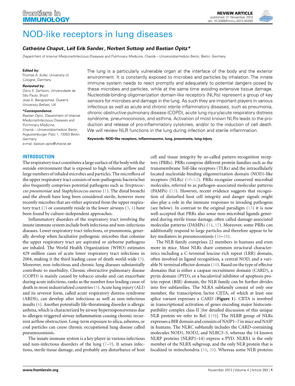 NOD-Like Receptors in Lung Diseases