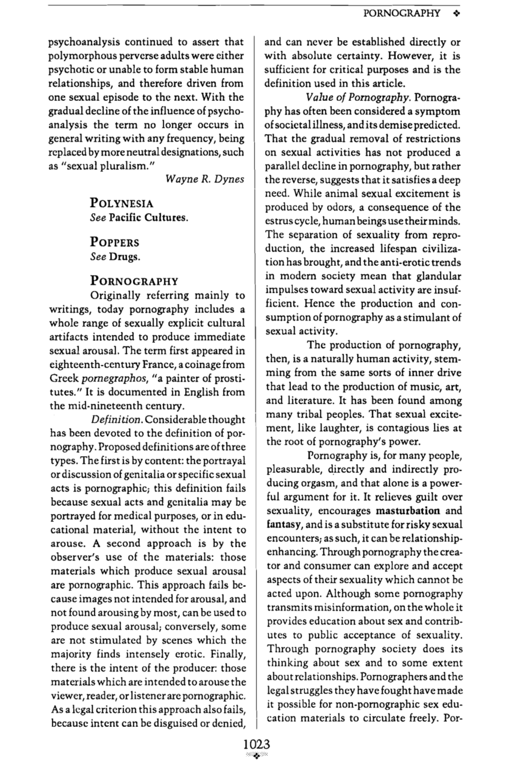 PORNOGRAPHY 9 Psychoanalysis Continued to Assert That and Can Never Be Established Directly Or Polymorphous Pervcrse Adults Were Either with Absolute Certainty