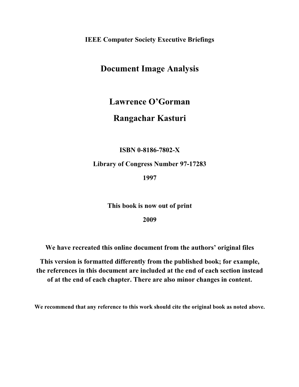 Document Image Analysis