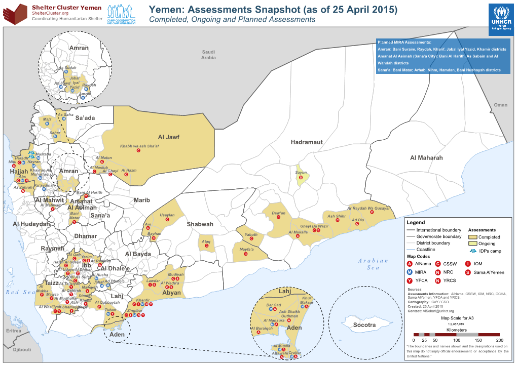 Shelter, CCCM, NFI Cluster Assessments- 25 April 2015