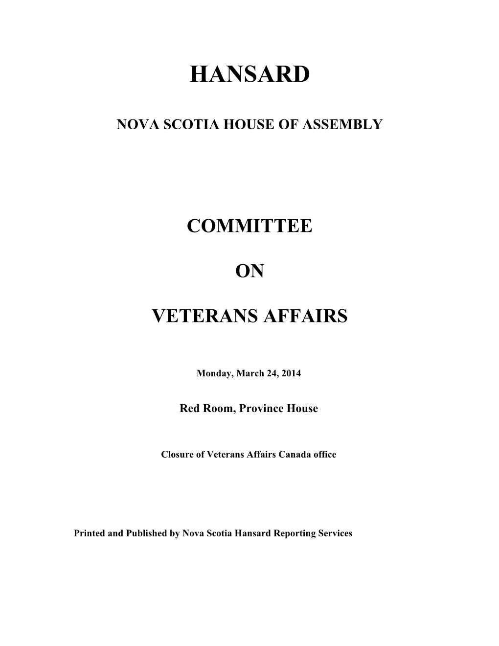 Veterans Affairs Committee