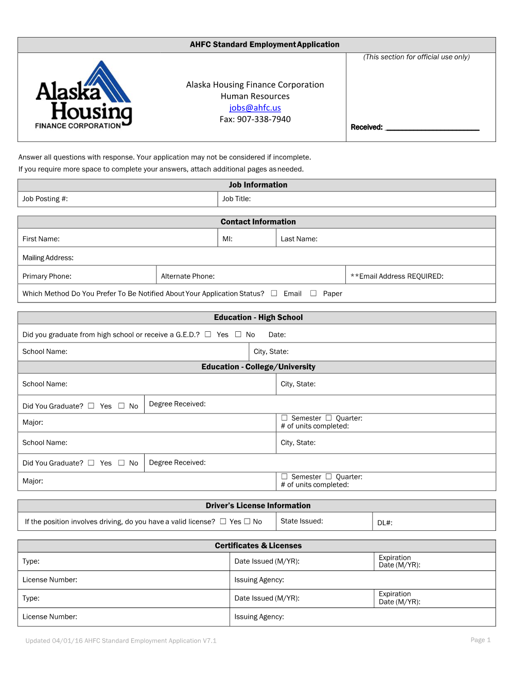 Alaska Housing Finance Corporation Human Resources Jobs@Ahfc.Us