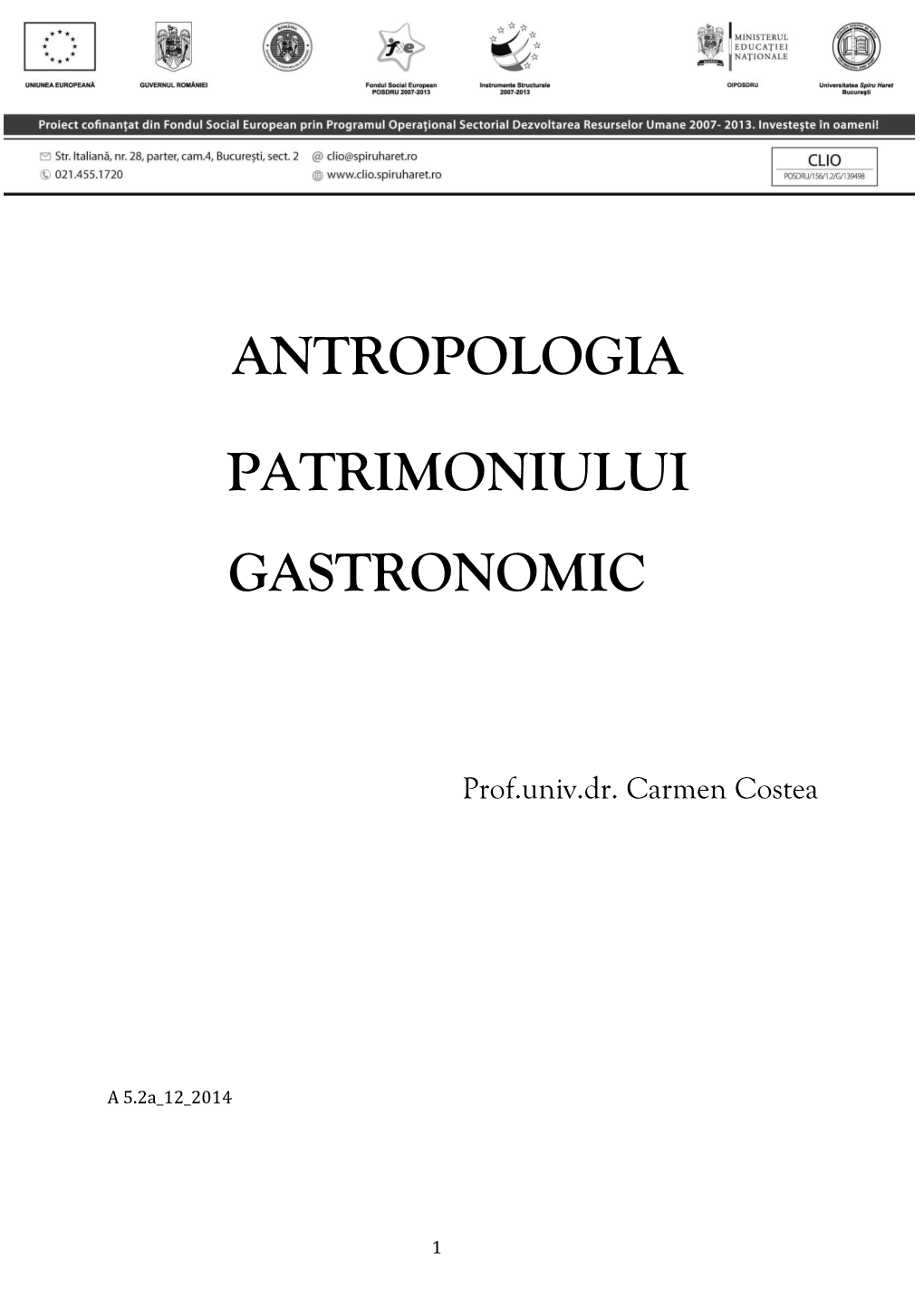 Antropologia Patrimoniului Gastronomic