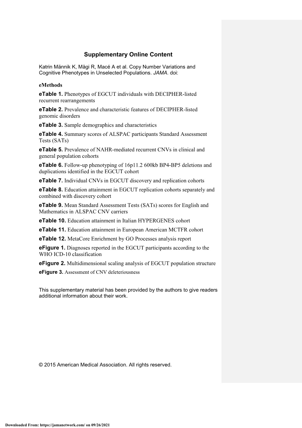 Copy Number Variations and Cognitive Phenotypes in Unselected Populations