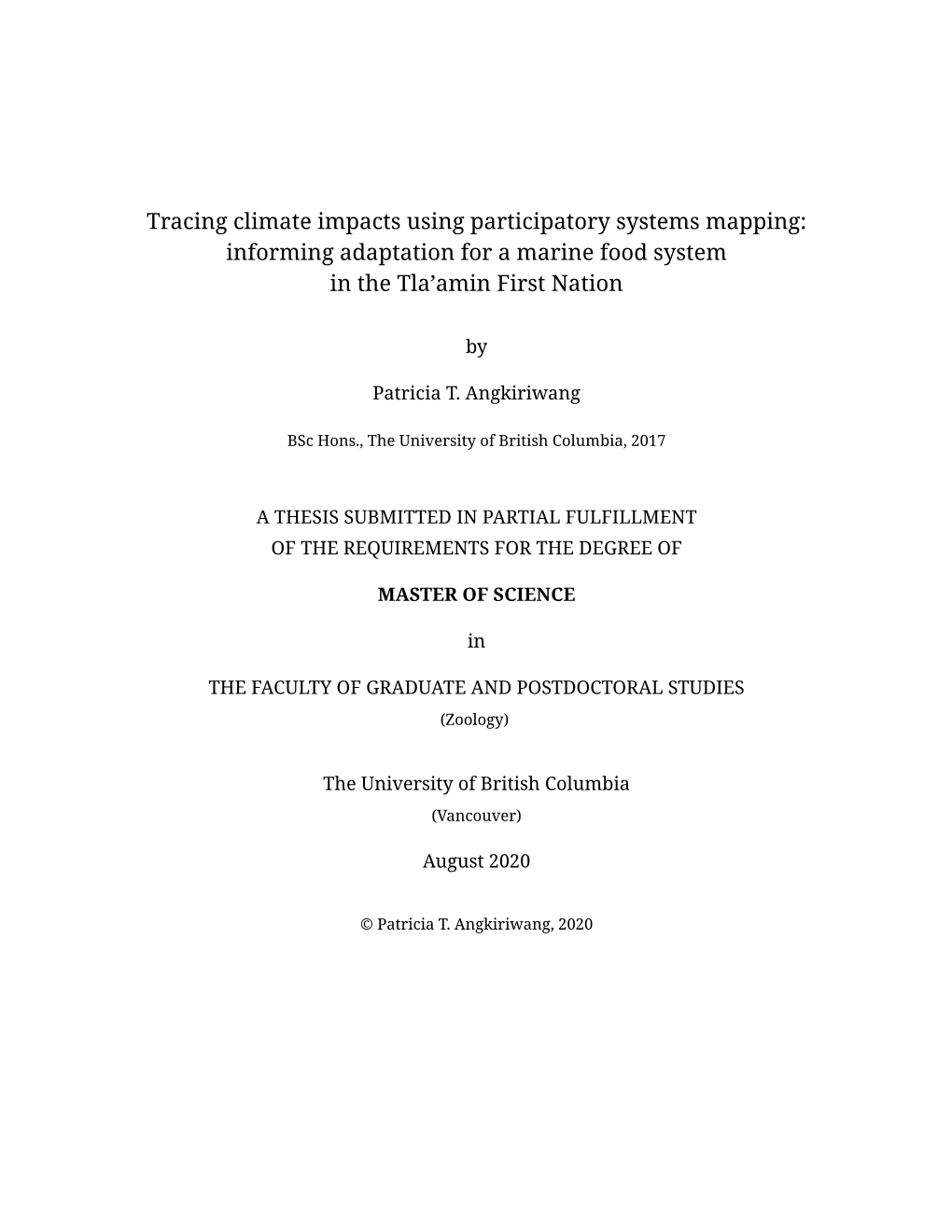 Tracing Climate Impacts Using Participatory Systems Mapping: Informing Adaptation for a Marine Food System in the Tla’Amin First Nation