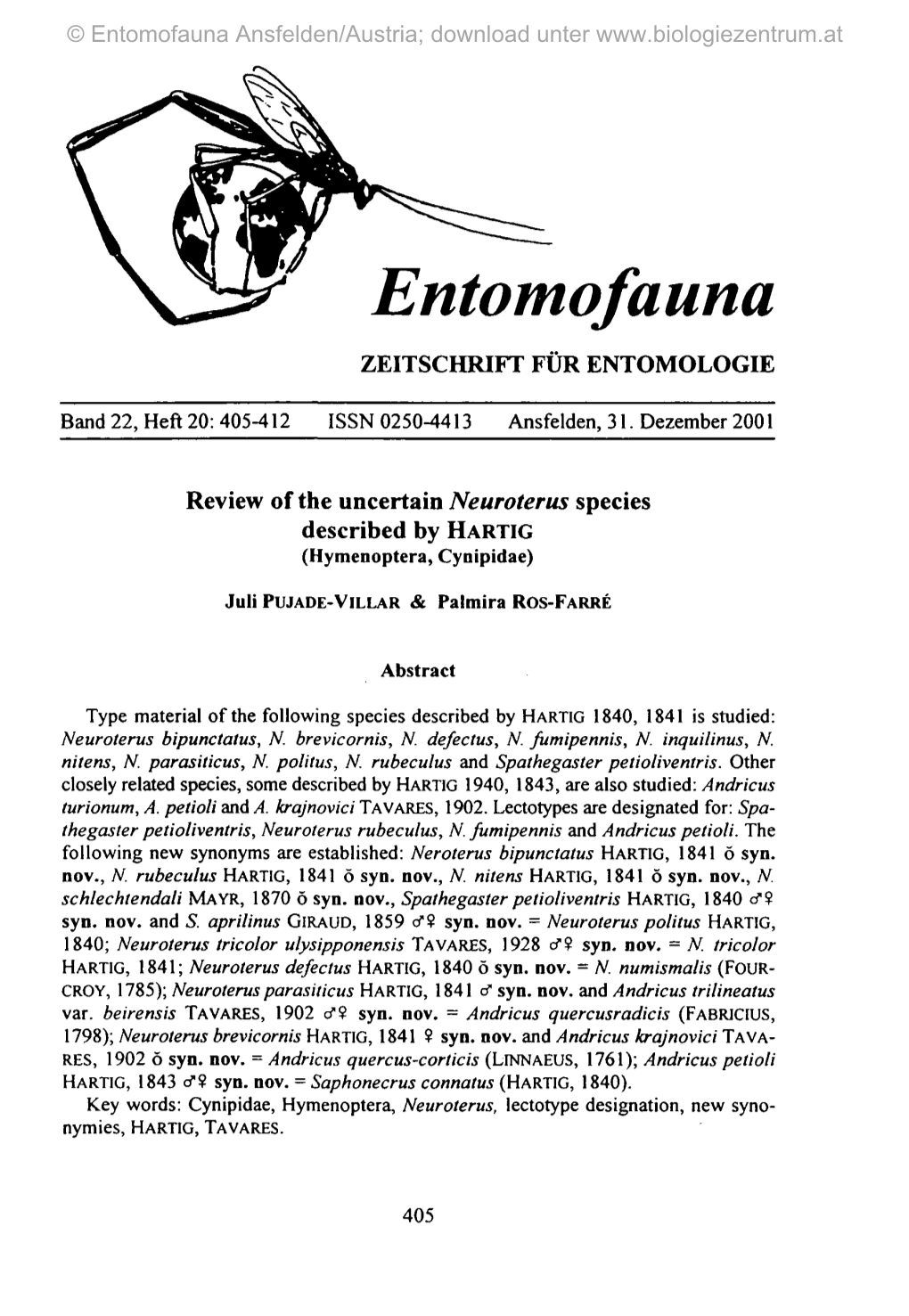 Entomofauna Ansfelden/Austria; Download Unter