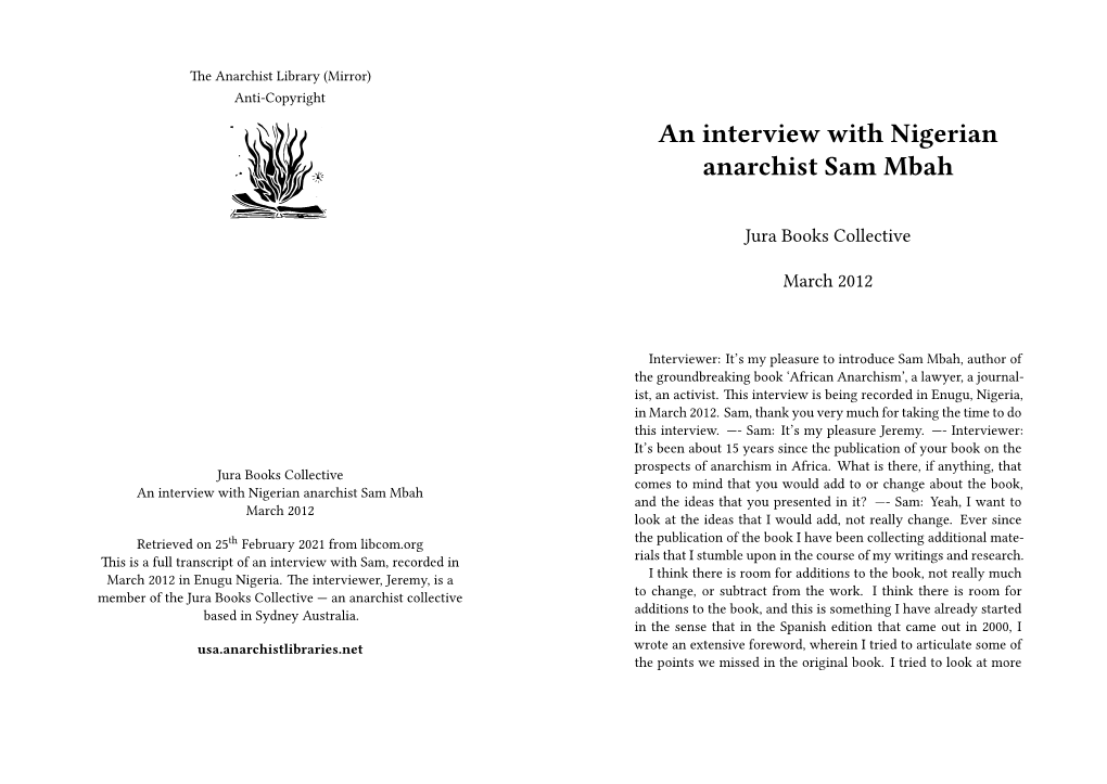 Interview with Nigerian Anarchist Sam Mbah
