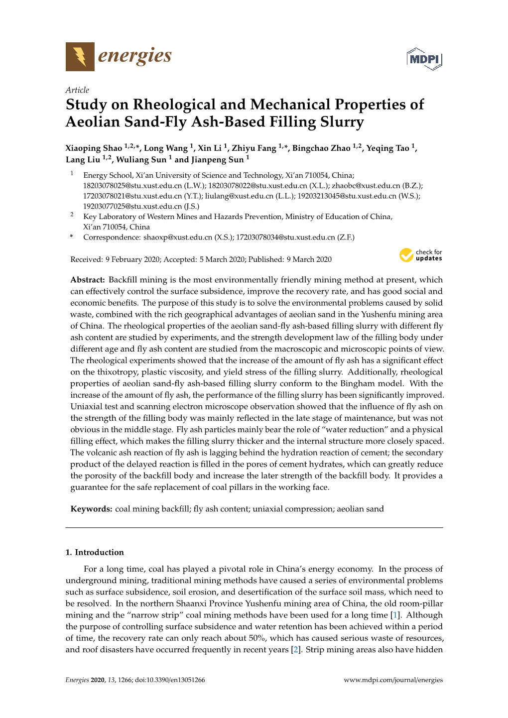 Study on Rheological and Mechanical Properties of Aeolian Sand-Fly Ash-Based Filling Slurry
